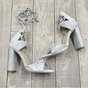 NIB The Mode Collective Light Grey Suede Heels
